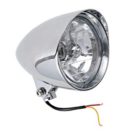 Chrome Billet Motorcycle Headlight 5 3/4" Tri-Bar High Low Beam w/Visor Compatible with Harley Sportster Dyna FX Softail