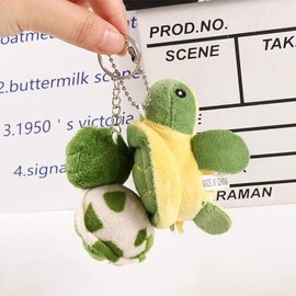 Green Mini Sea Creatures Turtle Doll Keychain Gift Plush Key Ring Cartoon Bag Pendant Auto Animal Keychain Decoration Plush Toys Automobile Keychains Trim，Stuffed Animals and Toys，Interior Accessories