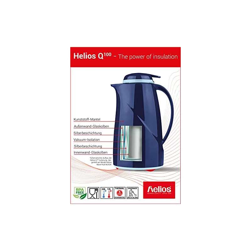 Helios Servitherm Vacuum Jug Red 0.6 Litre