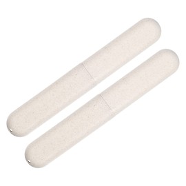 VOCOSTE 2pcs, Traveling Toothbrush Holders Case, PP Toothbrush Case for Travel Business, Beige, 8.07''x1.22''x0.83''