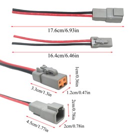 2 Sets DTP 2 Pin Waterproof Connector,Male and Female Electrical Connectors Wiring Harness 12 AWG Cable Wire for Car,Truck,Boats LED