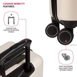 SwissGear 8020 Eclipse Hardside Expandable Luggage with Spinner Wheels, Cream, Carry-On 18-Inch