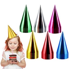 GegXcn Party Hats, 30 Pack Metallic Foil Cone Hats for Birthday Parties, Weddings & Celebrations, for Adults & Kids