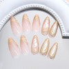CJDLTS Almond French Tip Press on Nails Medium Length Gold