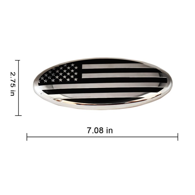 7 Inch Front Grille Rear Tailgate American Flag Emblem Compatible