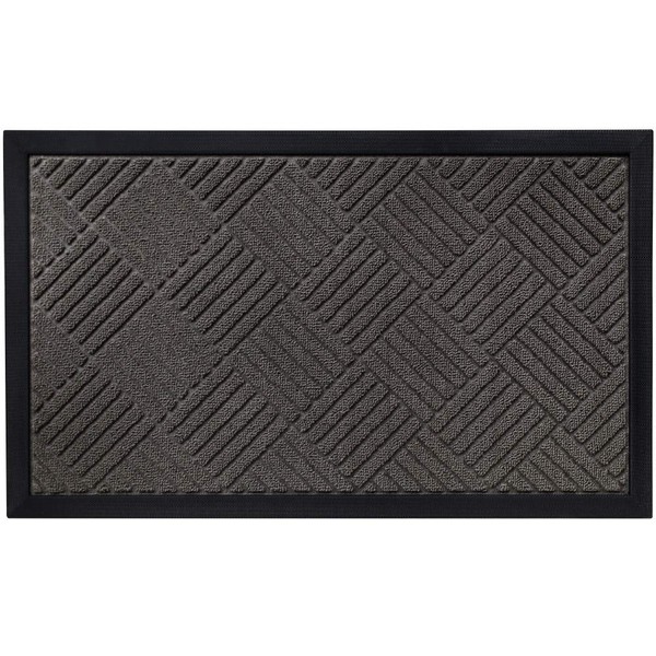 Gorilla Grip Durable Natural Rubber Door Mat, Waterproof, Low Profile, Heavy Duty Welcome Doormat for Indoor and Outdoor, Easy Clean, Rug Mats for Entry, Patio, Busy Areas, 17x29, Gray Diamond