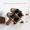 OAKERLAND Walnut Wood Wine Storage Rack Countertop, 4 Bottle Wine