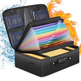 DEEGO Fireproof Document Organizer With Lock, Waterproof File Organizer for Important Document Folder, File Paper, Certificate, Passport, Portable Fireproof Safe Bag for Office Storage, Travel, Gifts
