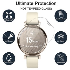 carinacoco 3 Pack Screen Protector for Garmin Lily 2/Lily 2 Active/Lily 2 classic, HD Clear Flexible TPU Screen Protector, Anti-Scratch, Bubble Free, Anti-Fingerprint Self-Healing Elastic Skin Film