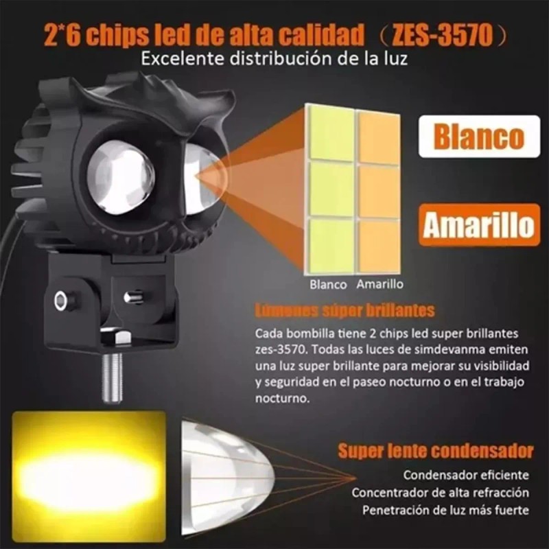 4pcs Luces Led Para Faros Motos Luz Auxiliares Lupa Autos