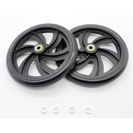 Rollator 7.5 in wheels,7.5 inch front and rear replacement wheels for rollator walker,7.5"casters,7.5"solid wheel,Universal replacement parts,95032F260N09,Set of 2,Black.