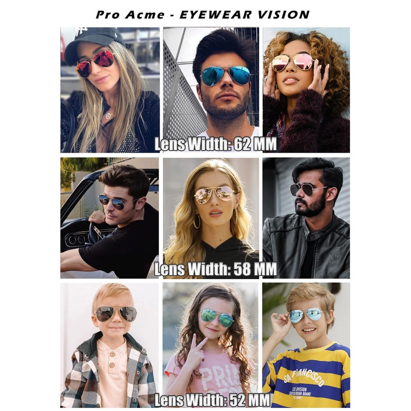 Pro Acme Polarized Aviator Sunglasses for Men and Women 100%