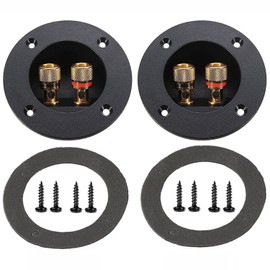 BlueMart 3" Round 2-Way Binding Post Screw Cup Connector Speaker Box Terminal Cup (Black - 2pcs)