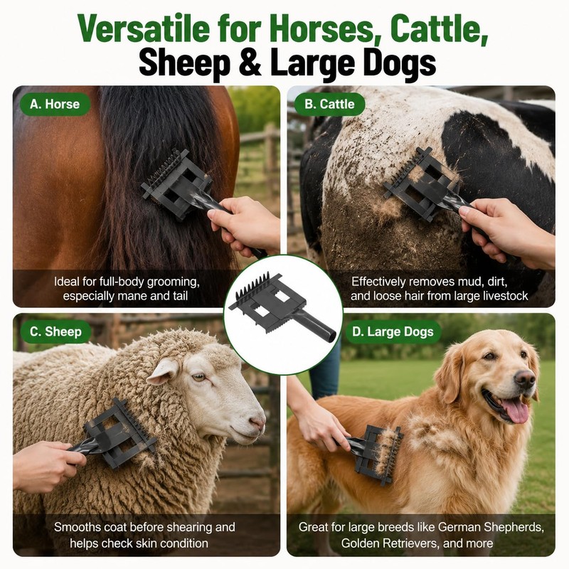 Cattle Cow Sheep Horse Hair Cleaning Slicker Brush Antipruritic Portable