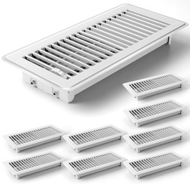 CASAJOY 8 Pack Floor Vents Floor Registers 4x10 inch,Heavy Duty Floor Air Vent Covers for Home Floor Wall Ceiling,Rust Proof Finish Registers Grilles & Vents(White)