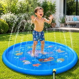 100cm Kids Splash Pad for Backyard Water Play – PVC Inflatable Sprinkler Mat for Children, Pets & Summer Fun