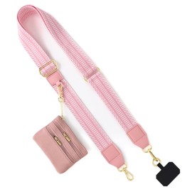 SHEING Phone Strap Crossbody for All Phones, Clip and Go Strap for Phone with Wallet Crossbody, Phone Strap with Zippered Pouch, Stylish Travel Essential for Outdoor, Daily Use(D)