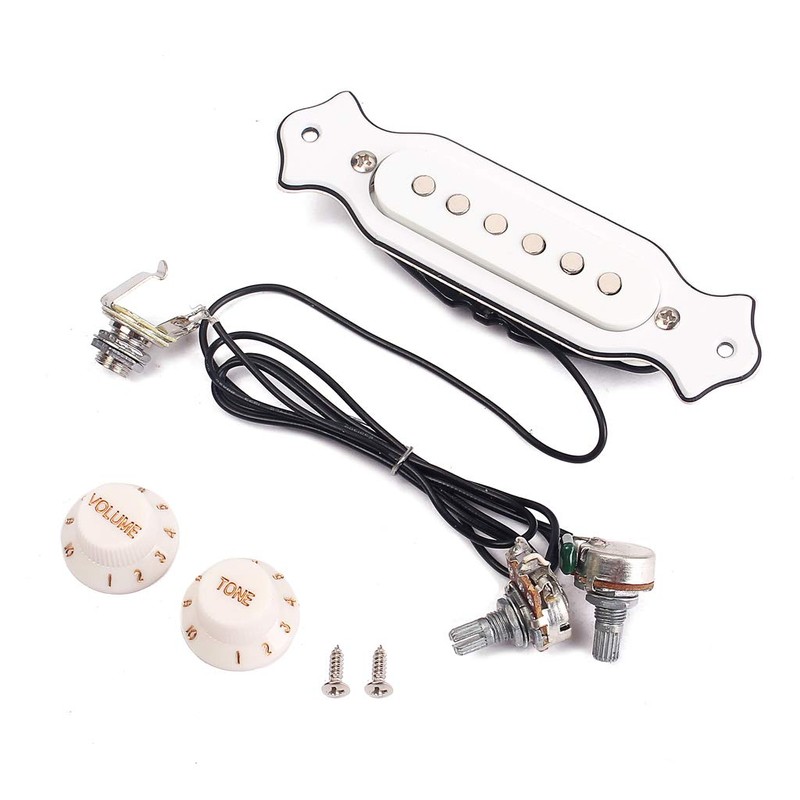 Alnicov White Sound Hole Magnetic Pickup with Tone Volume Knobs