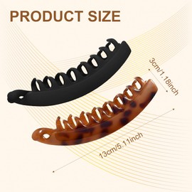 2 Pcs Banana Hair Clips, Banana Hair Clips,Big Claw Clips for Thin Fine Thick hair for Fine Thick Hair French Hair Accessories for Girls and Women(Black & Tortoise)