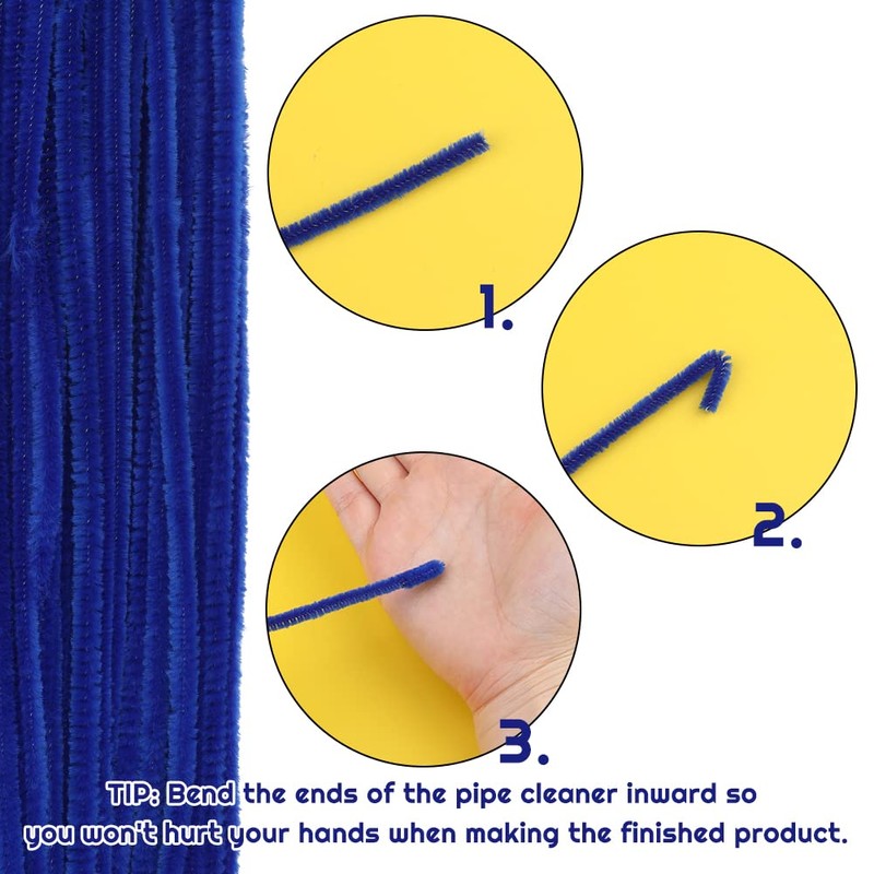 60 PCS Blue Pipe Cleaners,Pipe Cleaners Chenille Stem,Pipe Cleaners Bulk,Art