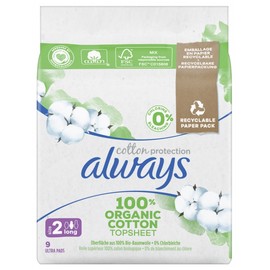 Always Cotton Protection 9 Sanitary Napkins Size 2 Long