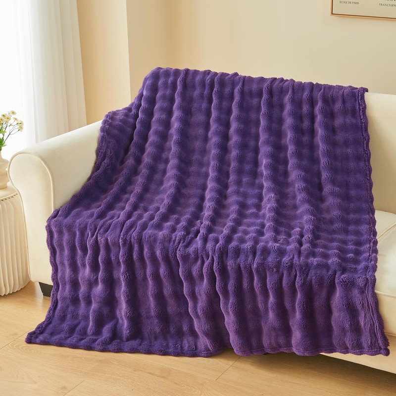 NEWCOSPLAY Queen Blanket for Couch Purple Super Soft Flannel Fleece