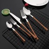 JASHII 24pcs Stainless Steel Imitation Wood Handle Cutlery Set, Knife