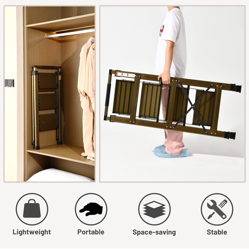 XinSunho 3 Step Ladder, Aluminum 3 Step Stool with Retractable