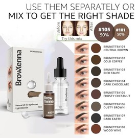 Henna + Hyaluronic Base Kit for Eyebrows; Y Acido Hialuronico para Cejas (202 Ligh Blonde)