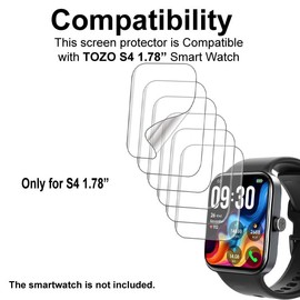 smaate Screen Protector Compatible with TOZO S4 AcuFit One 1.78” Smart Watch, Soft TPU, 6-pack, Full Coverage, Bubble Self-healing