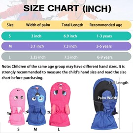 Waterproof Kids Mittens Toddler Winter Cold Weather Thermal Fleece Lined Warm PU Palm Gloves Snow Ski Glove for Age 1-9 Boys Girls Baby Skiiing Snowboarding Cycling Running (Rose rabbit, L（Age7-9）)