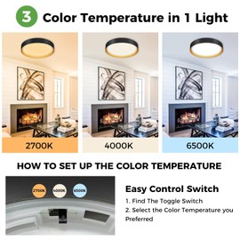 zemty 13inch LED Ceiling Light with Night Light 24W, 1800K/2700K/4000K/6500K Ceiling Lighting Indoor, Matte Black Gold Flush Mount Light Fixture for Bedroom, Bathroom, Kitchen