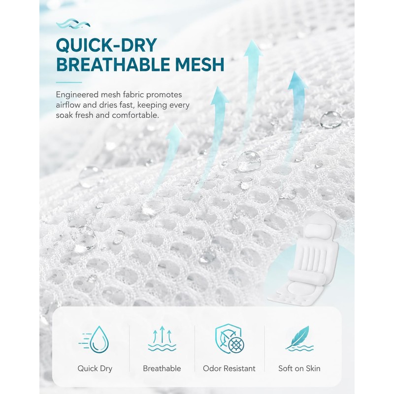 Full Body Bath Pillow for Tub, Inflatable Bathtub Pillow Mat