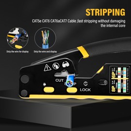 RJ45 Crimping Tool Kit - Network Tool Kit with Crimping Tool, LAN Tester, Stripper & More | Ideal for CAT5e, CAT6, CAT6A & CAT7 Cables | Includes 50 CAT6 Connectors & Protective Caps