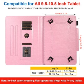 JZCreater 9.5-10.5 Inch Tablet Case, Universal Android Tablet Cover for 9.5 10 10.1 Inch, Multi-Angle Viewing Stand Case for 9.5-10.5 Inch Tablet，Pink