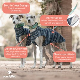 candyPet Greyhound Acrylic Wool Jumper: Style, Warmth and Comfort - Stylish Design and Fit Cold Protection - Great for Greyhound, Podencos and Highthrows - Ethnic, M
