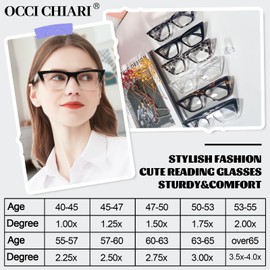 OCCI CHIARI Womens Cat Eye Reading Glasses 1.75+ Oversized Retro Readers 1.0 1.25 1.5 1.75 2.0 2.25 2.5 2.75 3.0 3.5 4.0 5.0 6.0
