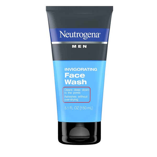 Neutrogena Men's Invigorating Daily Foaming Gel Face Wash, Energizing & Refreshing Oil-Free Facial Cleanser for Men, 5.1 fl. oz