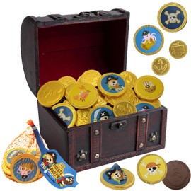 Fruidles St. Patrick's Chocolate Coins Pirates Theme - Made With Belgian Milk Chocolate - 11 Coins Per Unit, Assorted Pirate Designs Foil Wrapped, Dairy, 1.5oz per Mesh Bag (6 Pack)