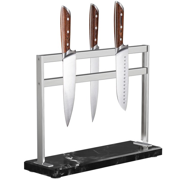 YIIYIIN Magnetic Knife Block with Marble Base - Double Sided