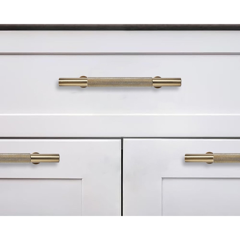 khtumeware 10 Pack 4 Inch(102mm) Drawer Handles Knurled Antique Champagne