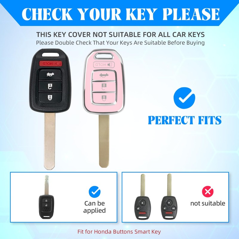 QBUC for Honda Key Fob Cover with Key Chain, for