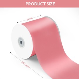 Isaspire 3" Width x 25 Yards Satin Fabric Ribbon, Pink Ribbon Perfect for Wedding Car, Chair Sash, Grand Opening Ceremony, Big Bows, Embroidery, Floral Crafts, Party Decoration