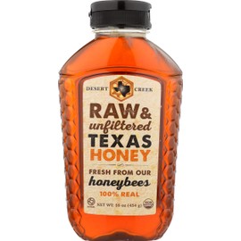 Desert Creek Honey - 100% Unfiltered, Pure, Raw Honey from Texas - Natural Sugar Substitute - One Pound of Unprocessed, Unpasteurized American Honey - Harvested by Our Own Beekeepers