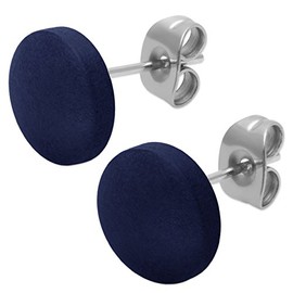 Soul-Cats 1 Pair of Round Wooden Stud Earrings Diameter 1 cm in Various Colours with Stainless Steel Pin, Wood, No Gemstone