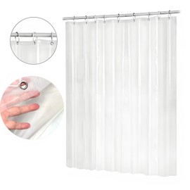 CEILINGRAIL Clear Shower Curtain Liner Bathroom Washable Transparent Shower Curtains Lightweight PEVA 71"x71" Clear Waterproof Bathroom Curtains 180x180 cm