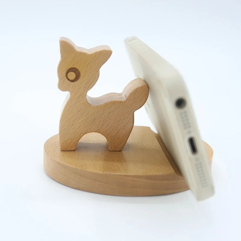 Creative Mobile Phone Toma Back With Coin Beech Wood Lazy