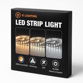 YI LIGHTING 16.4ft 24V Tunable White Tape Light Kit with Remote 3000K-6500K Non-Waterproof for Bedroom, Closet, Cabinet, DIY Lighting