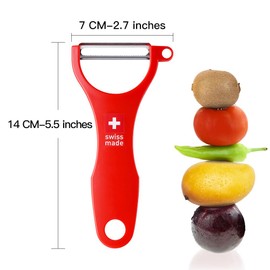 Ftmeslty Original Swiss Made Peeler Vegetable&Fruits stainless steel blade Peeler for kitchen (RED-Soft skin Peeler)