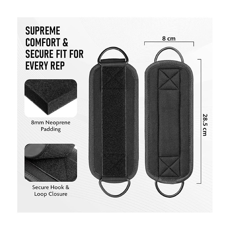 QTF Ankle Strap for Cable Exercise Machines with free shark